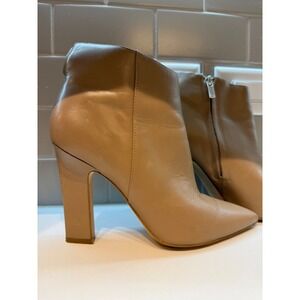 Marc Fisher LTD Pointed Toe Tan Leather Heeled Ankle Boots Booties 8.5M‎